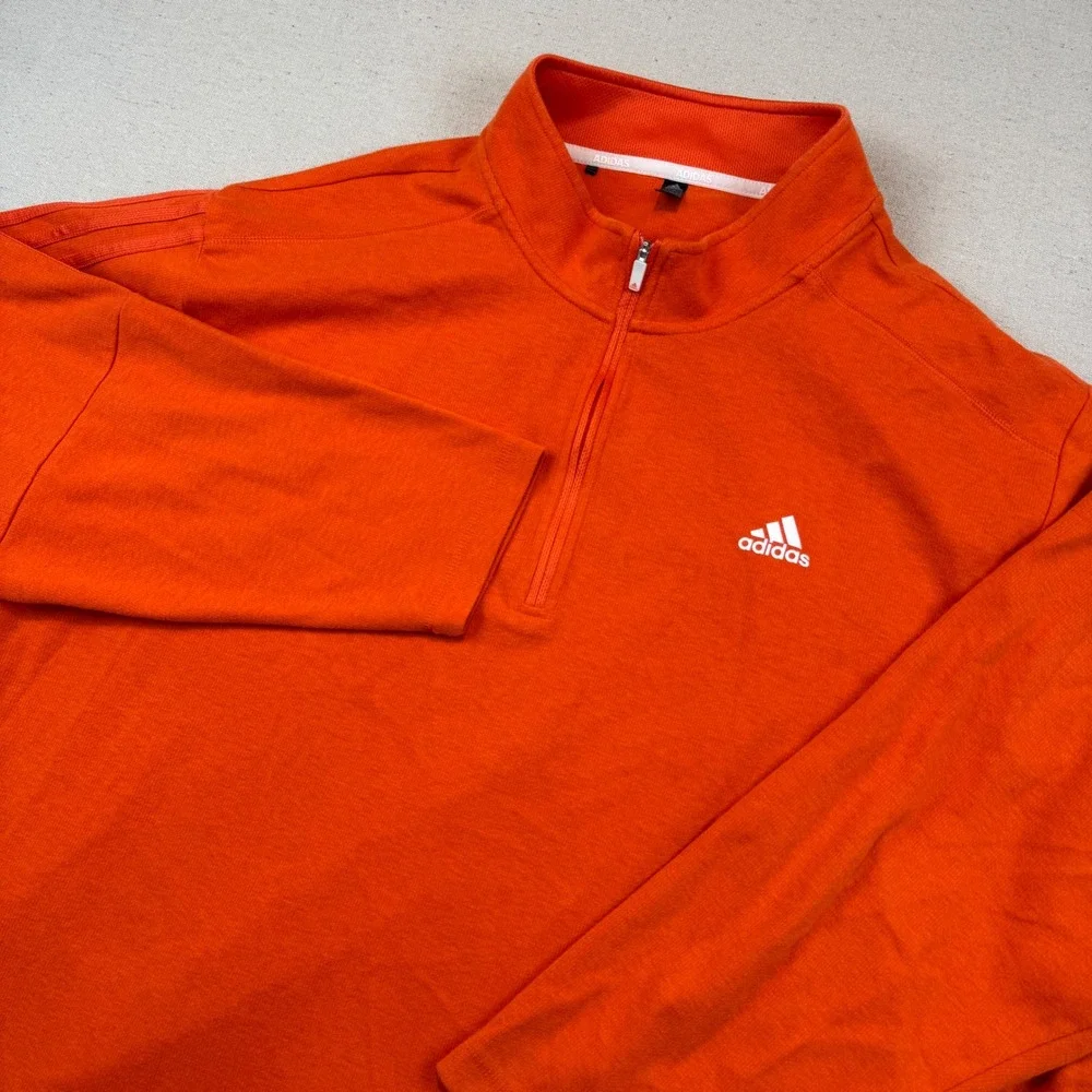 Adidas 4XLB Quarter Zip Pullover Mens Orange Primegreen 3-Stripe Mock Neck Top